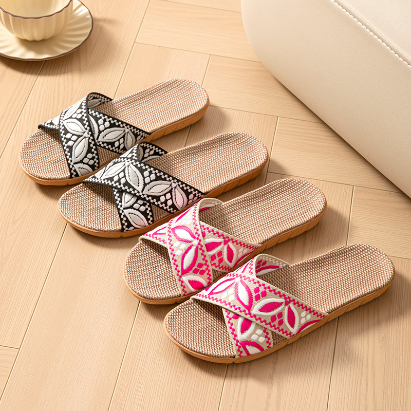 Women'S Shoes Non Slip - Linen Home Slippers Women Flats Summer