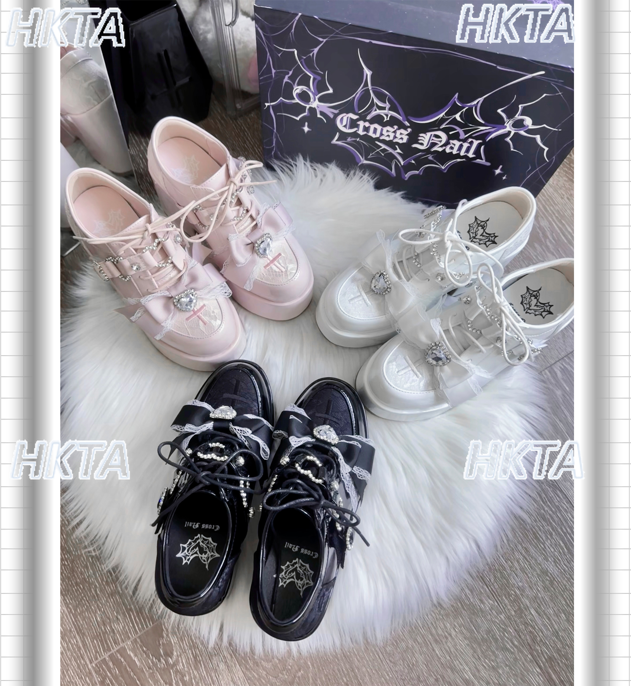 Women Shoes Jeans - Goth Y2k Style Lolita Lace Bow