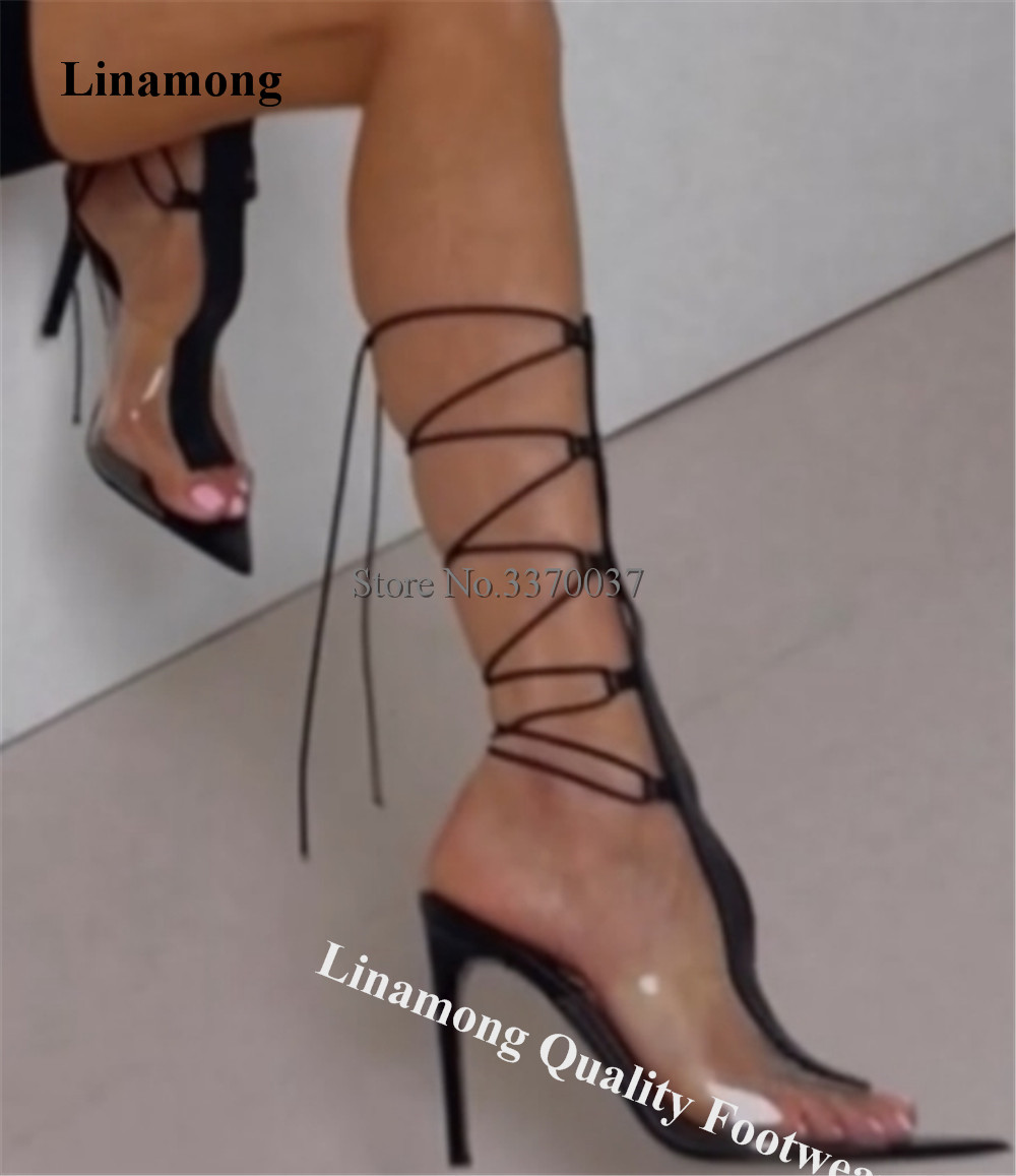 Clear Strap Heel - Linamong Clear PVC Patchwork Stiletto Heel