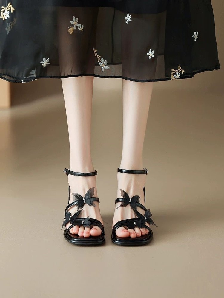 Ankle Strap Heels - Women's Fairy Style Butterfly Sandals, Summer