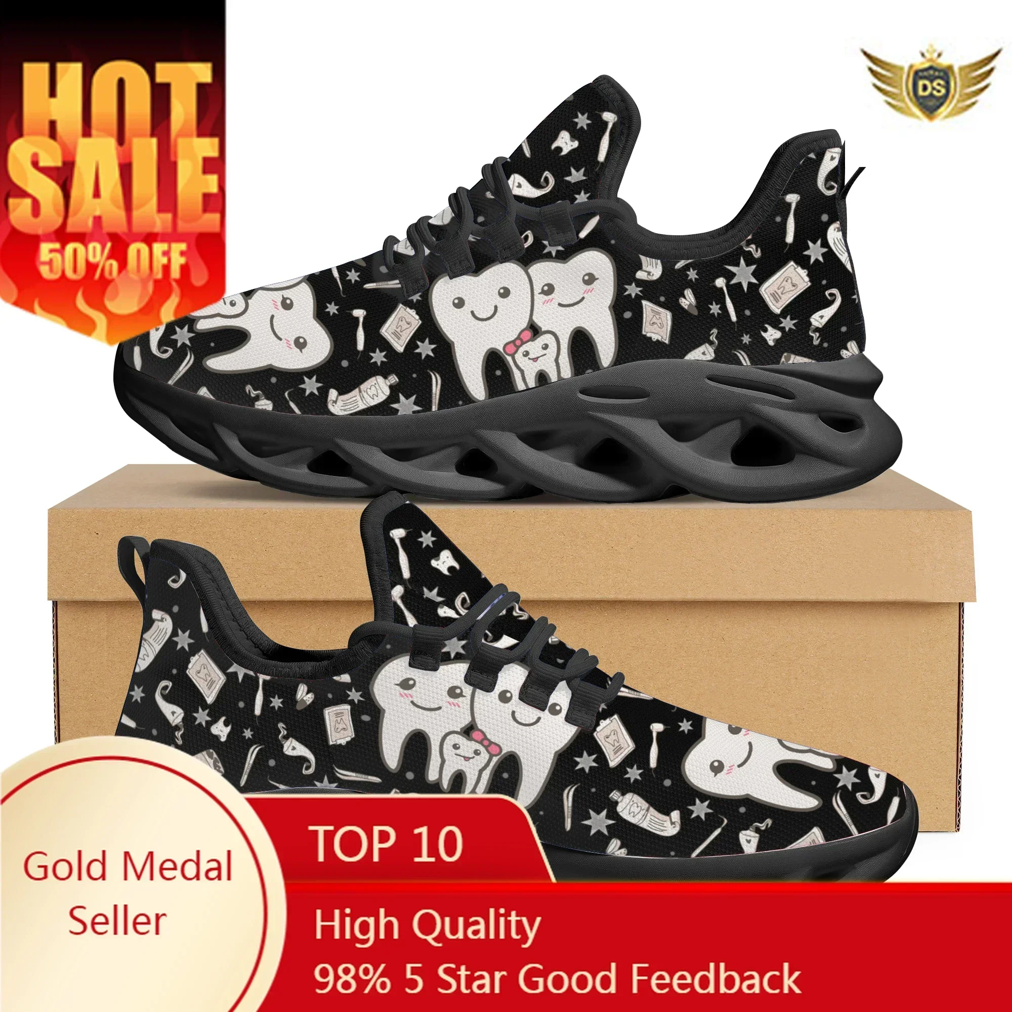 Women'S Shoes Nursing - Cute Dental Design Sneakers Ladies Casual