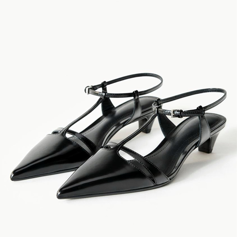 Ankle Strap Heels - Patent Leather Kitten Heel Women Pumps