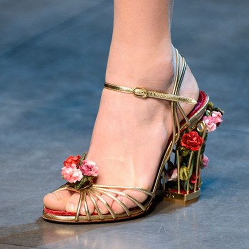 Ankle Strap Heels - Luxury Bird Cage Women Sandals Gold