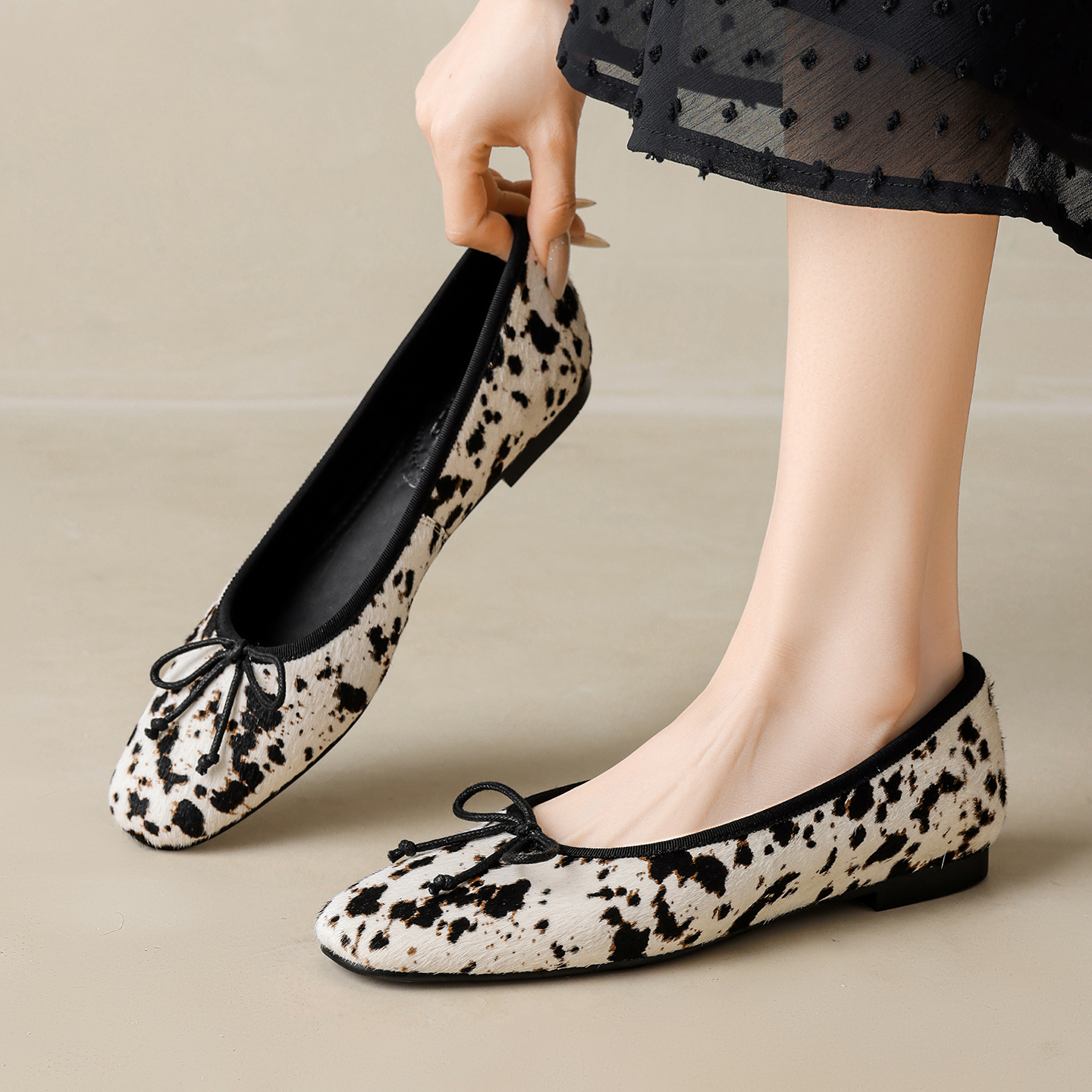 Women'S Shoes For Work - ﻿ Genuine Leather Horsehair Leopard Low