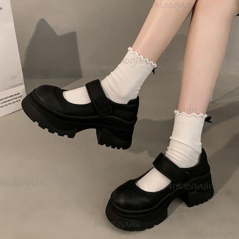 Black Retro Heightening Thick  - Women'S Shoes Loafers Black 리뷰 및 가격