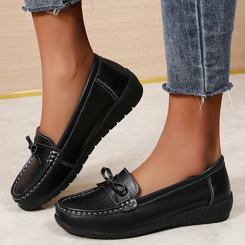 Genuine Leather Women Flats Fa - Women'S Shoes Loafers Black 리뷰 및 가격