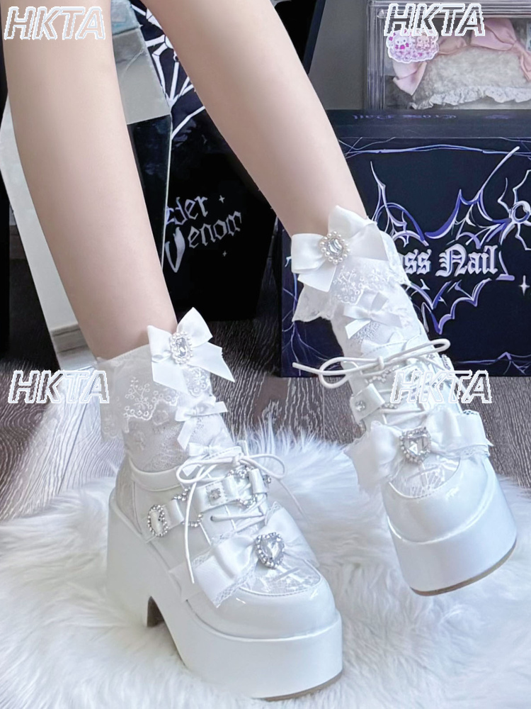 Goth Y2k Style Lolita Lace Bow - Women Shoes Jeans 리뷰 및 가격