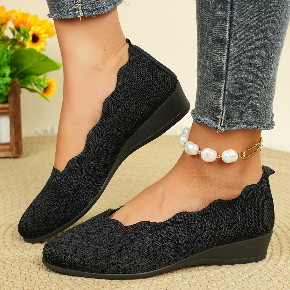 Women's Breathable Knit Flats  - Shoes Women Pumps 리뷰 및 가격