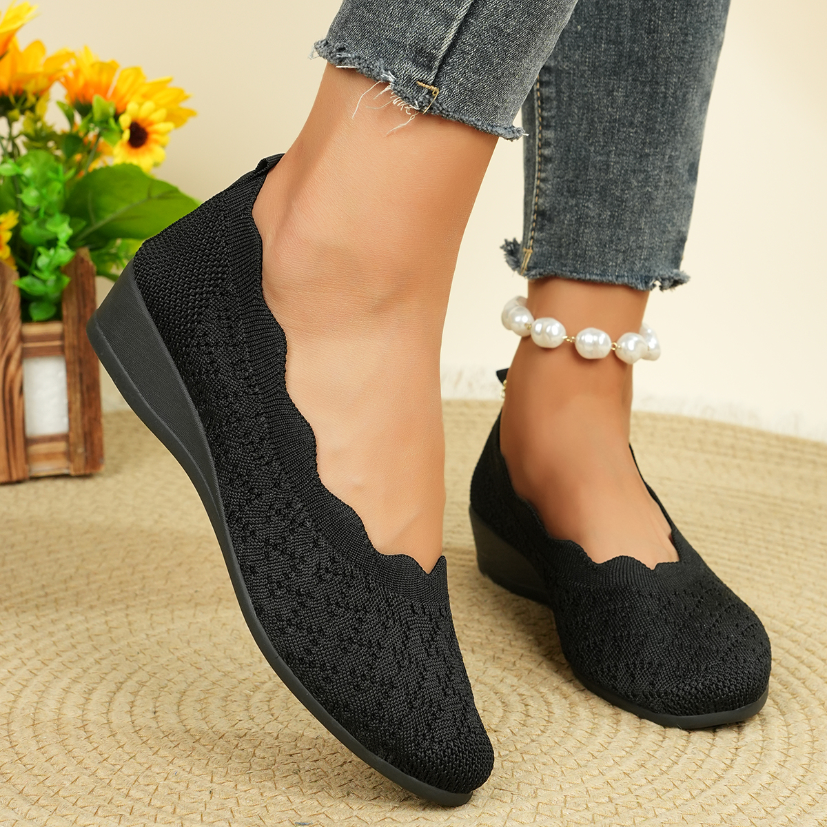 Women's Breathable Knit Flats  - Shoes Women Pumps 리뷰 및 가격