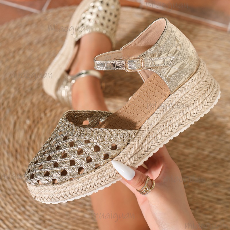 Boho Women's Hollow Out Woven  - Espadrille Wedge Shoes 리뷰 및 가격