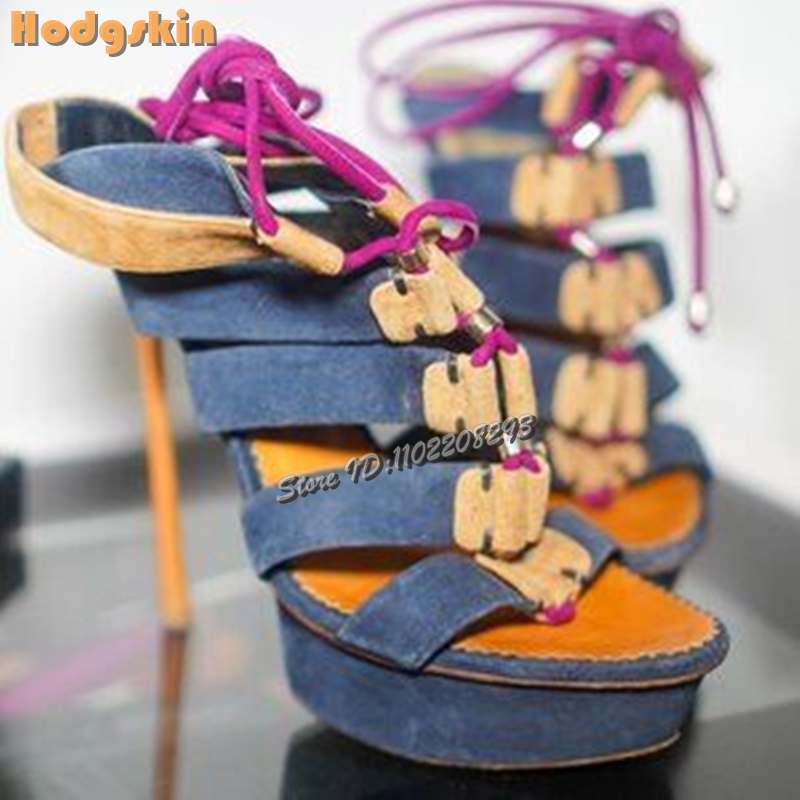 Retro Patchwork Roman Sandals  - Leopard Print Heels 리뷰 및 가격