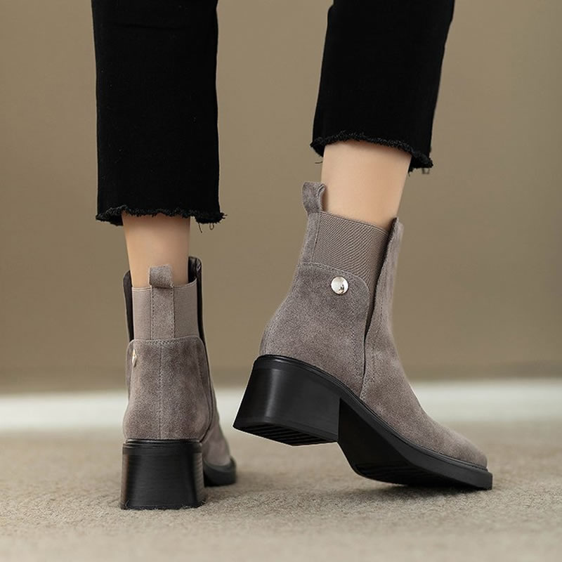 Suede Women Chunky Ankle Boots - Women'S Shoes Trending 2025 리뷰 및 가격