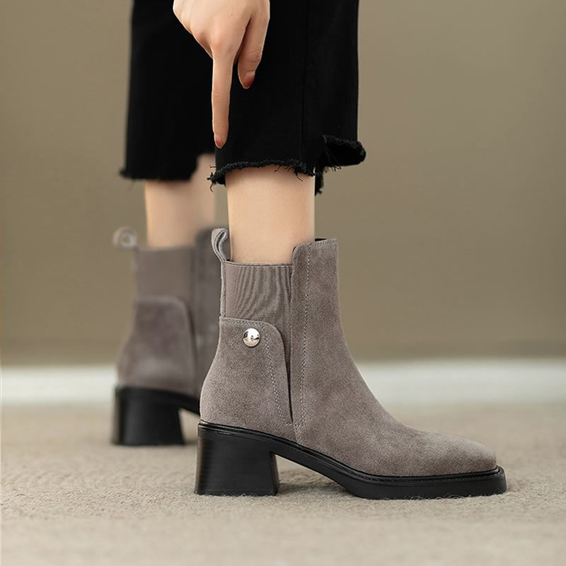 Suede Women Chunky Ankle Boots - Women'S Shoes Trending 2025 리뷰 및 가격