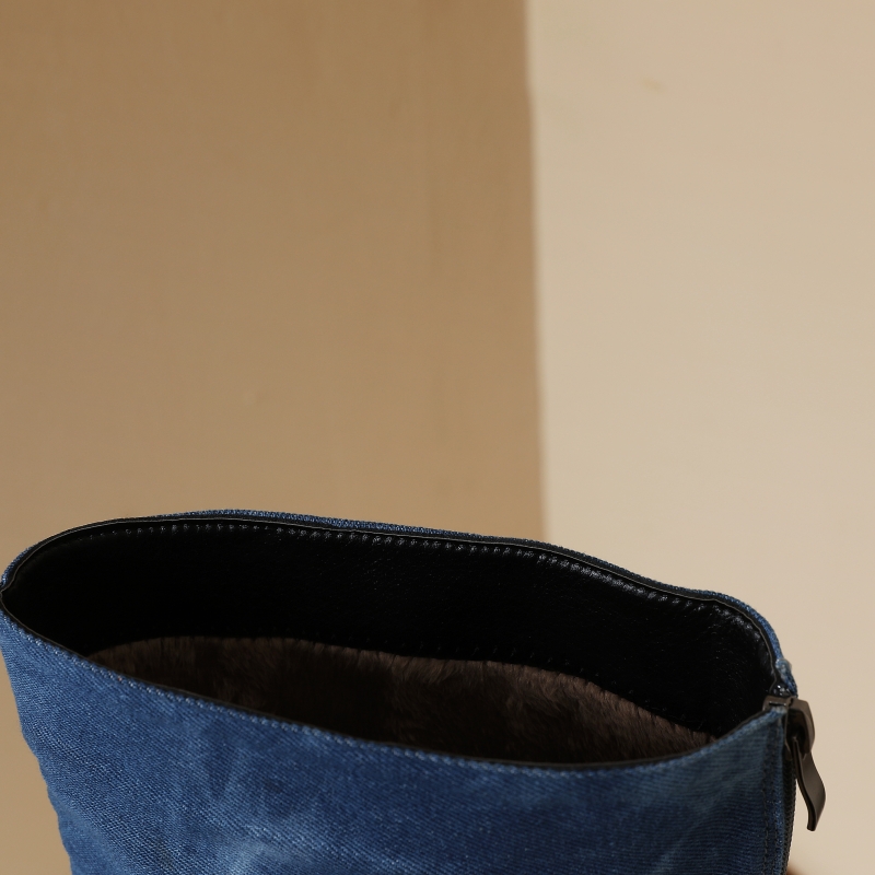 Blue Jeans Knee High Boots Wom - Women Shoes Jeans 리뷰 및 가격