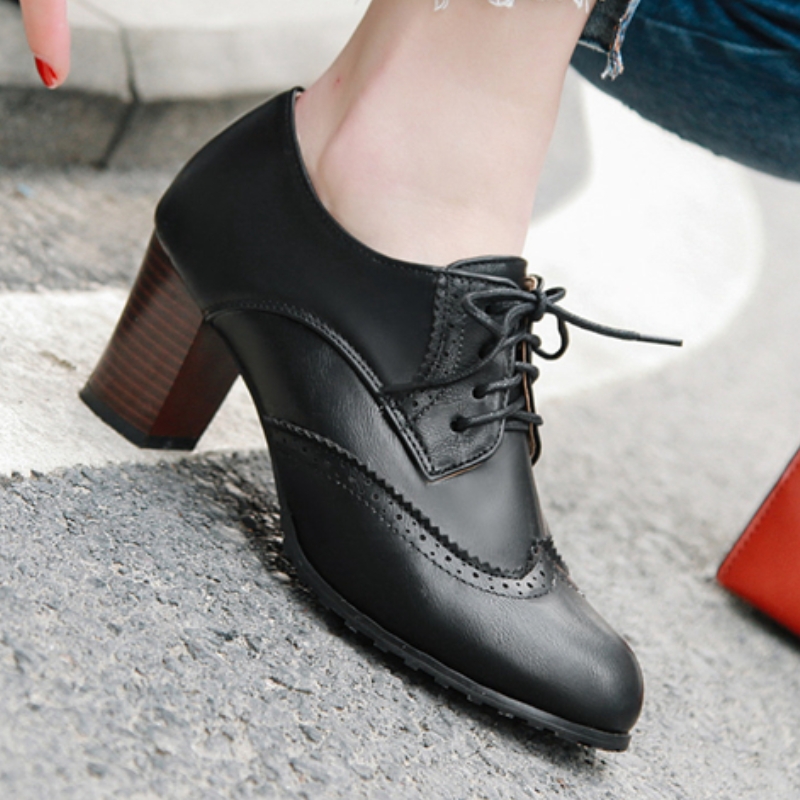 Vintage Women's High Heels Loa - Women'S Shoes Loafers Black 리뷰 및 가격