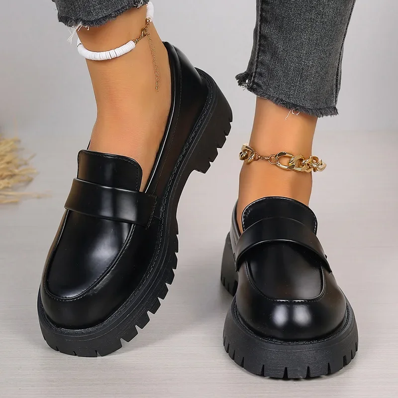 Plus Size 35-43 Black Pu Leath - Women'S Shoes Loafers Black 리뷰 및 가격