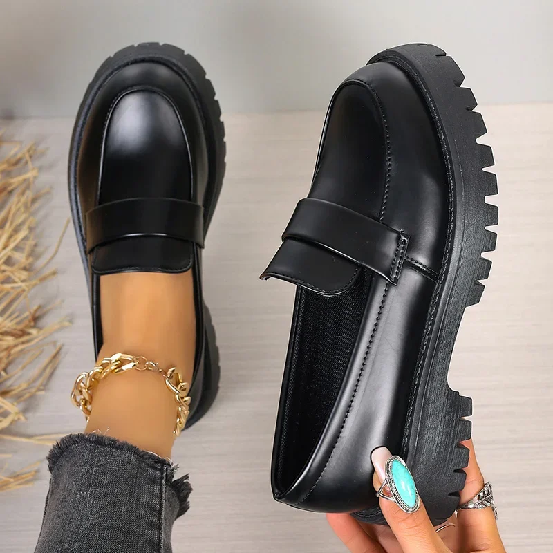 Plus Size 35-43 Black Pu Leath - Women'S Shoes Loafers Black 리뷰 및 가격