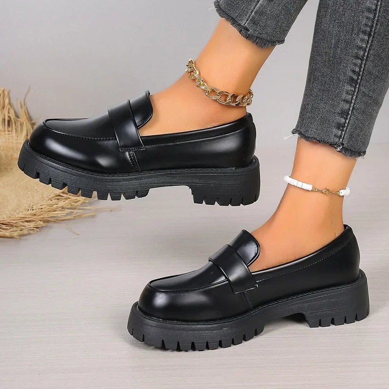 Plus Size 35-43 Black Pu Leath - Women'S Shoes Loafers Black 리뷰 및 가격