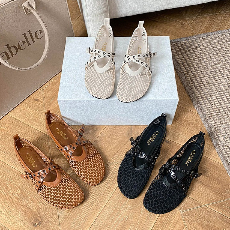Hollow Out Mesh Mary Jeans Fla - Women Shoes Jeans 리뷰 및 가격