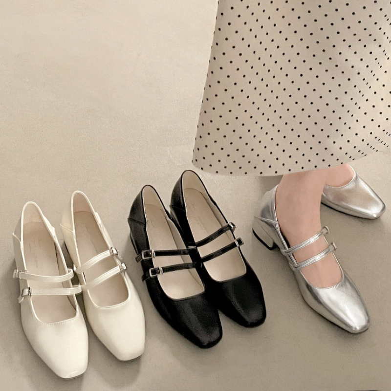 Square Toe Low Heel Women Silv - Shoes Women Pumps 리뷰 및 가격