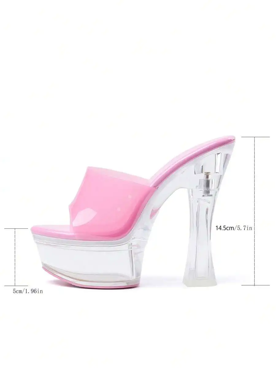 Womens Clear Block Chunky High - Clear Strap Heel 리뷰 및 가격