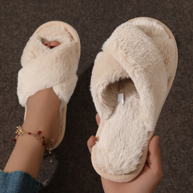 Cross Warm Fluffy Furry Slippe - Women'S Shoes Non Slip 리뷰 및 가격