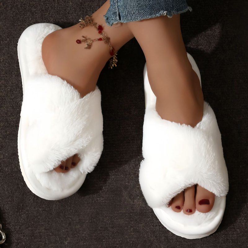 Cross Warm Fluffy Furry Slippe - Women'S Shoes Non Slip 리뷰 및 가격