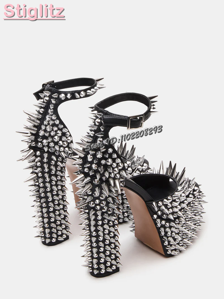Sexy Spikes Square Heel Sandal - Leopard Print Heels 리뷰 및 가격