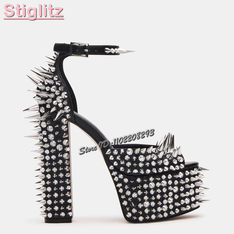 Sexy Spikes Square Heel Sandal - Leopard Print Heels 리뷰 및 가격
