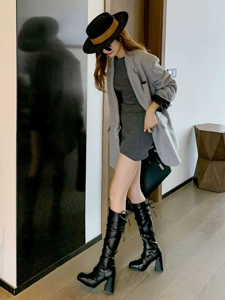 Autumn Winter Leather Strap Kn - Women'S Shoes Trending 2025 리뷰 및 가격