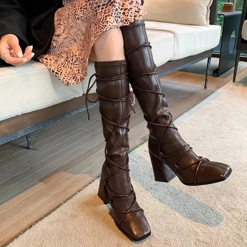 Autumn Winter Leather Strap Kn - Women'S Shoes Trending 2025 리뷰 및 가격