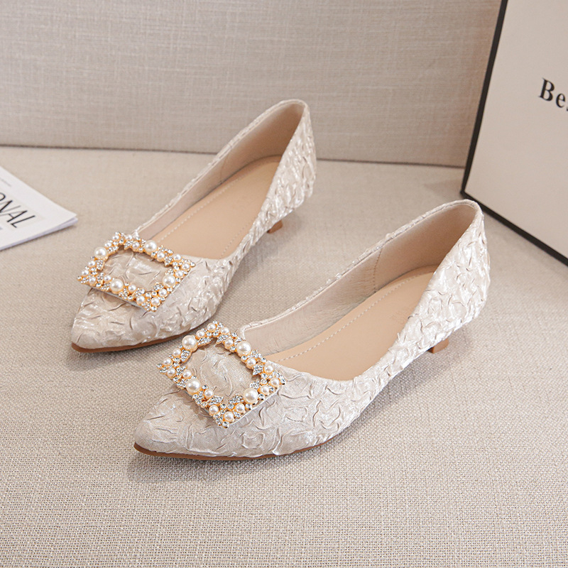 Ivory Textured Satin Pointed T - Women'S Shoes For Work 리뷰 및 가격