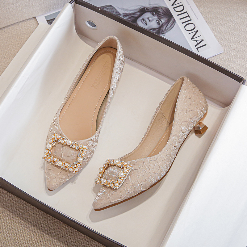 Ivory Textured Satin Pointed T - Women'S Shoes For Work 리뷰 및 가격